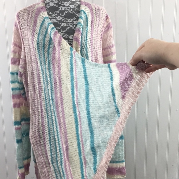 Lane Bryant Blue Purple Striped Drape Cardigan Sweater Womens 18/20 Cozy - Picture 5 of 12